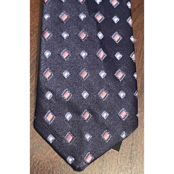 Van Heusen Blue Pink 100% Imported Silk Men’s Neck Tie Made In Usa - Picture 6 of 9